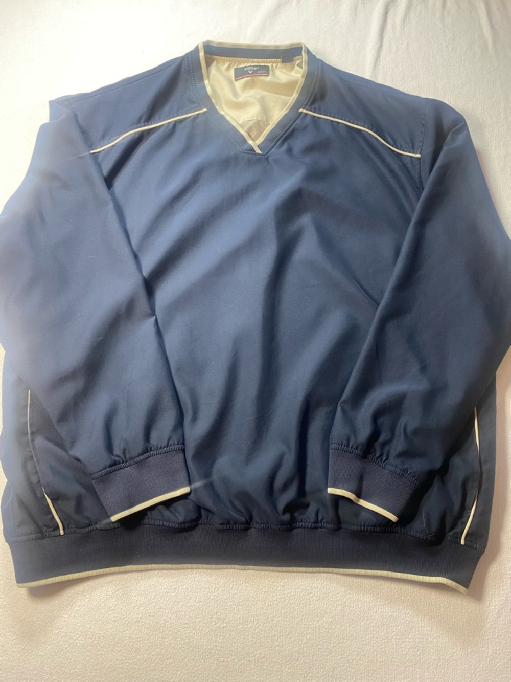 Callaway Navy Windbreaker Pullover with Cream Trim